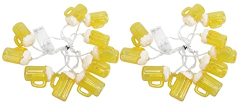 HUAOSN Guirlande Lumineuse 3D pour Chope de Bière, Décoration de Fête de Bière, Décoration de la Saint Patrick, Lumière de Tasse de Fête de 8,5 Pieds Avec 10 Tasses