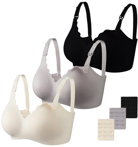 Dresime Soutien-Gorge d'Allaitement, 3 PCS Sans Couture Maternité avec Extra Extenseurs, Ultra-Confortable pour Les Femmes Enceintes