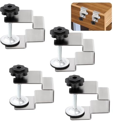 4PCS Drawer Front Installation Clamps, Universal Cabinet Installation Clamps, Bow Structure Cabinet Aids Jigs, Stainless Steel Fixing Clips, Clamping Tools for Woodworking Fixture