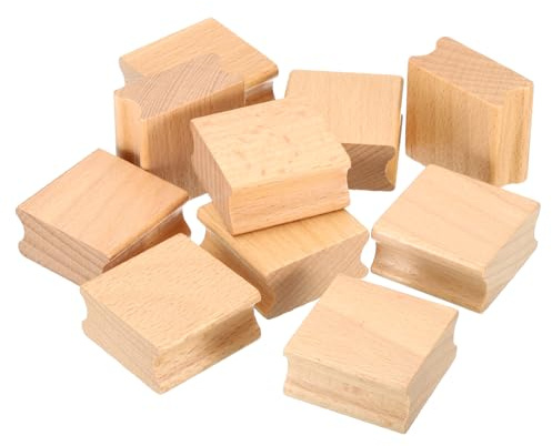 PATIKIL Supporti in Legno per Timbri Vuoti 40x40mm, Pz10 Timbro di Gomma in Legno con Manico, blocco di Legno Duro per La Realizzazione di Timbri Fai da Te, Stile 2, Marrone