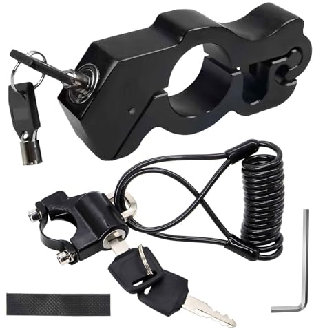 Antivol Moto avec Câble de Rappel 1.5m, Antivol Casque Moto, Verrou de Frein, Alliage Daluminium Verrouillage de Guidon de Frein ou Embrayage