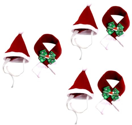 Beavorty 3-teiliges Set Für Hunde Und Katzen Weihnachtsmütze Und Schal Weihnachtsanzug Für Haustiere Warmes Urlaubsoutfit Größe S Fotofreundlich
