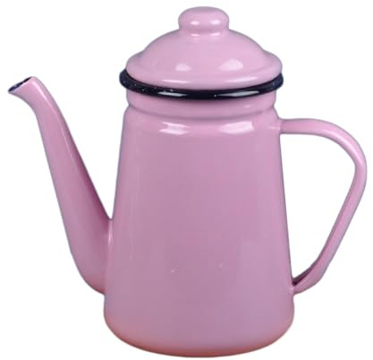 Sharplace Enamel Coffee Pot 1.1L Coffee Kettle, Vintage, Stovetop Teapot Water Kettle for Restaurant,Outdoor, Home, Pink