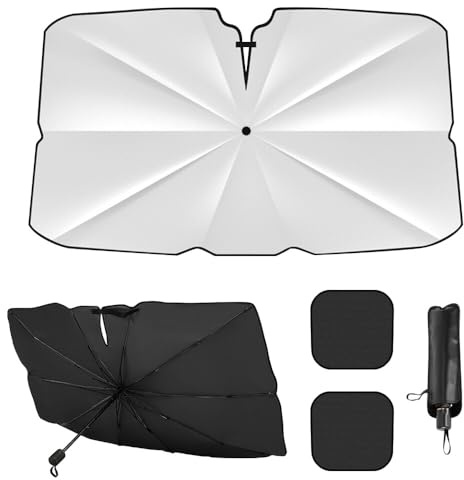KUWUNG Car Sun Shades Front, Car Windshield Sun Shade Umbrella, Foldable Car Front Sunshade Sun Shade Cover, Cover, Universal Car Front Window Sunshade For Cars, Trucks, SUVs 79cm*140cm (31 * 55in）