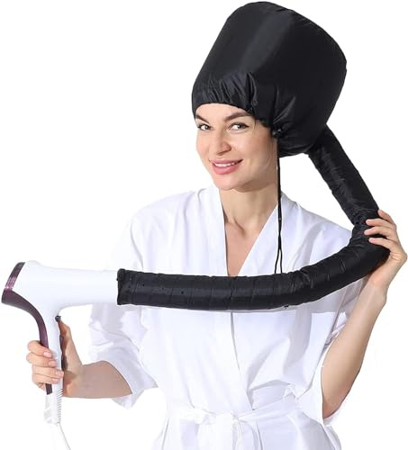 AIQIBAO Hair Dryer Bonnet, Portable Household Hair Dryer Cap Professional Salon Hooded Adjustable Upgraded Soft Deep Conditioning Hair Drying Styling Heat Cap (BLACK)