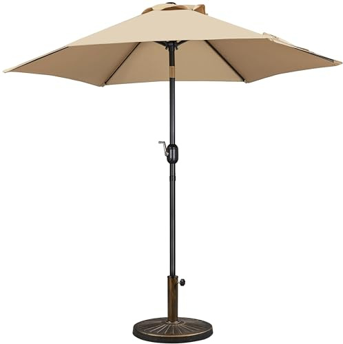 Yaheetech Parasol de Jardin 230cm/270cm avec Pied 10 KG Inclinable Extérieur, Cadre en Métal, Protection Solaire pour Terrasse Patio Piscine Balcon