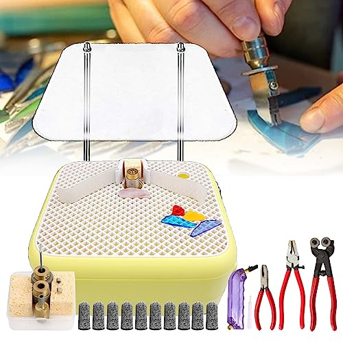 Kit Per Vetro Colorato,Kit Smerigliatrice Per Vetro Colorato Piccolo,Con Kit Di Utensili Per Tagliavetro Smerigliatrice Angolare Per Vetro Professionale - Superficie Di Lavoro 22X27Cm/Acqua Automatic