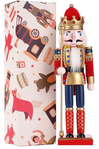 COMBIUBIU Christmas Decorations Wooden Nutcracker,30CM Traditional Festive Collectible Figures for Holiday Party Tabletop Fireplacefor - Christmas Decor Xmas Gift(red)