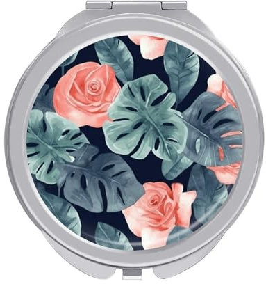 Make-up-Spiegel, Aquarell-Monstera-Muster, bedruckter Make-up-Spiegel, tragbarer Make-up-Spiegel, langlebiger Make-up-Spiegel, Büro-Make-up-Spiegel