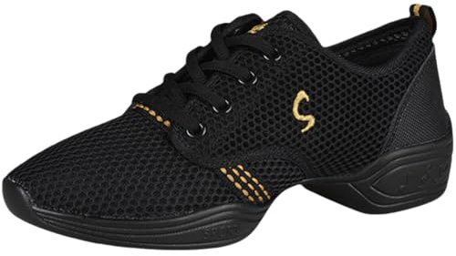 Viaoragiosa Line Dancing Shoes,Team Sports Dance Shoes,Walking Dance Shoes,Athletic Walking Dance Shoes,Breathable Air Cushion Comfy Mesh Shock Absorption Cheerleading Training Dance Shoes