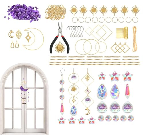 Kit fai da te per realizzare acchiappasole - Kit per la creazione di acchiappasole per adulti, 300 pezzi kit di decorazione per finestre a forma di luna | Kit decorativo in per acchiappasole