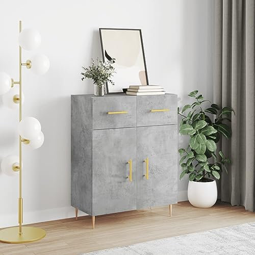 Annlera Sideboard Aufbewahrungsschrank Stilvollen Schrank Moderne Buffetschrank Beistellschrank für Wohnzimmer Schlafzimmer oder Flur Minimalistischen Design Betongrau 69,5x34x90 cm