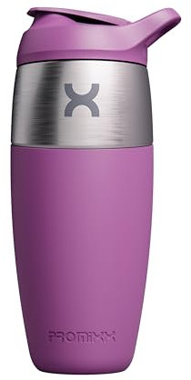 Promixx Pursuit botella mezcladora de proteínas de acero inoxidable de una sola pared, batidos súper suaves, 950 ml, Mora