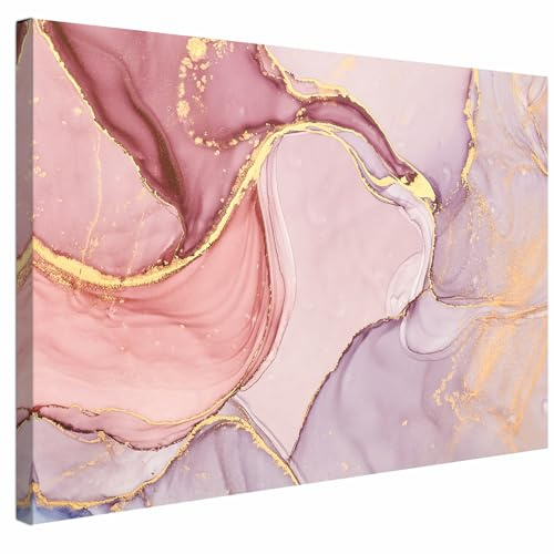AREDE Bilder Wanddeko auf Leinwand Marmor rosa Textur Art Decor Wohnzimmer Deko Zimmer Wandbilder Modern Bild | 60 x 40 cm | Fertig zum aufhängen