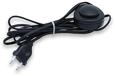 Conexión eléctrica con interruptor de pie, color negro, ideal para controlar dispositivos de manera cómoda y segura.