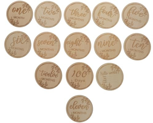 LOORGVEL 12stücke Holz- -karten Für Neugeborene Wunderschöne Erinnerungsfotos Und Wachstumskarten Mit Gravur Und Druck Für Einzigartige Babyalben
