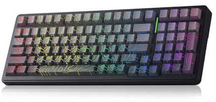 Aula F99 Clavier mécanique sans fil Bluetooth rétroéclairé RVB rétroéclairé avec batterie de 8 000 mAh, trimode BT5.0/2,4 GHz/USB-C (gris dégradé)