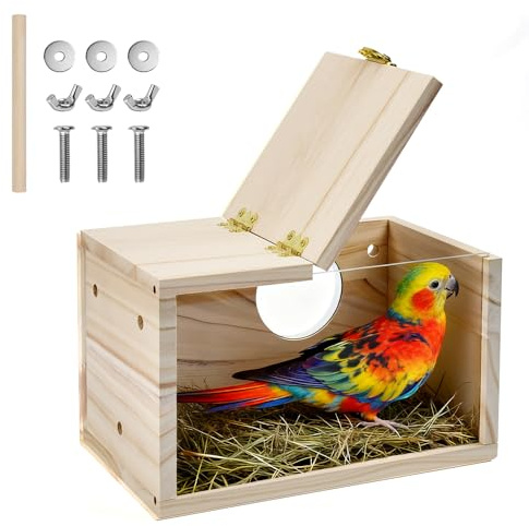 Nistkasten für Wellensittiche, FuxFuis Nistkasten Holz Nistkästen | Wellensittich Vogelzuchtbox 19.5 * 12 * 12 cm Holznistkasten Dauerhaft Nistkästen für Vogelhaltungs- und Zuchtaktivitäten
