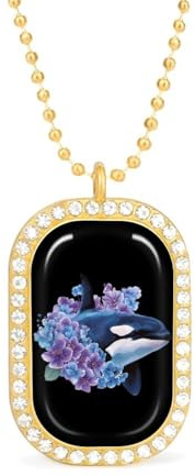 Killer Whale Pansy Purple Flowers Women's Necklaces Pendant Necklace Fashion Diamond Jewelry with Chain