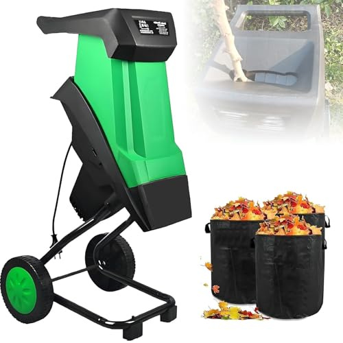 Biotrituratore Elettrico Da Giardino, Cippatore Per Legno, Sacco Di Raccolta Da 50L E Cavo Di Alimentazione Da 20M, Potente Trituratore Di Foglie, Diametro Di Taglio 40mm