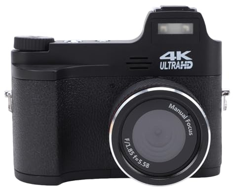 Akozon Cámara Digital sin Espejo Enfoque Manual 4K HD 48MP Cámara de Grabación de Video Fotográfica Viaje