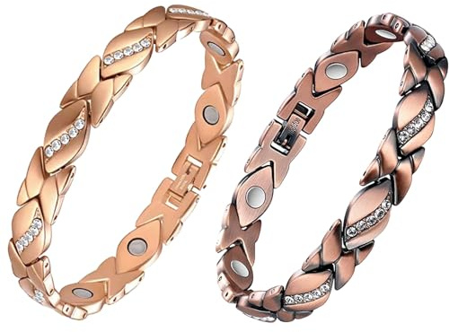 2 bracciali in rame, con magneti, da donna, regolabili, per drenaggio linfatico, in rame, Is The Best Fashion Gift