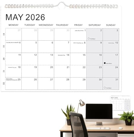 Calendrier Mural 2026-2027,Grands Blocs Réglés Planificateur de Gestion du Temps Personnel | Calendrier Mural 18 Mois de Janvier 2026 à Juin 2027,Pour Liste De Tâches Objectifs Et Rendez-vous