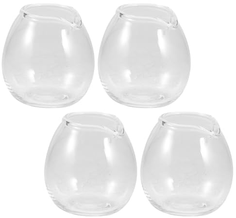 OUNONA Lot de 4 Mini Pichets à Lait en Verre Transparent 20 Ml – Pichet à Sauce Compact Pot à Crème Moderne pour Café Thé et Service à Table