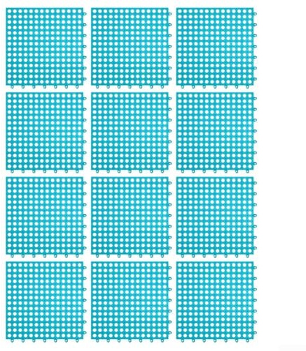 Paquete de 12 alfombrillas de drenaje eficaces antideslizantes para superficies seguras en jardines y garajes (azul)