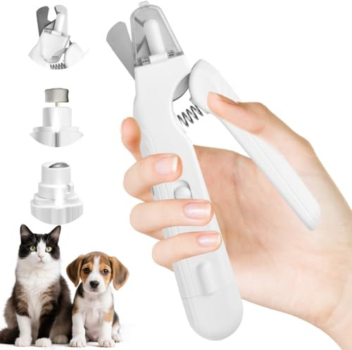 Lichtschere Pro, Krallenschere für Hunde, Krallenschleifer für Hunde, Krallenschere Katzen Mit Bildschirm, Die 2-in-1 LED-Krallenscher-e Für Sichere Pfotenpflege Ohne Angst,Spritzschutz für Katze Hund