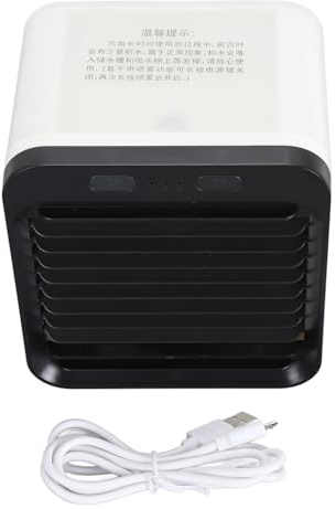 WIHFHGZ Ventilador Portátil con Nebulizador, Ventilador Personal con Tanque de Agua de 200ml, Batería Recargable USB 5000mAh - Funcionamiento Silencioso, Ideal para Camping y Espacios (negro blanco)
