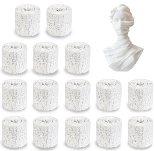 kaiyaya 15 Rollen Gipsbinden Gipsabdruck Set, 5 x 270cm Gipsbinden zum Basteln, Gipsbinde Rolle Abdruck Verband, Gipstuch für Gipsabdruck Modelle Machen