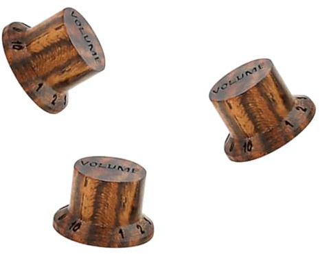 HOMOCONO Holz Bedienknopf 3 Stück für Gitarren und Bässe Zebraholz Lautstärkeregler Ersatzset mit Robusten Potiknöpfen Geeignet für Instrumentenreparatur und Musikzubehör