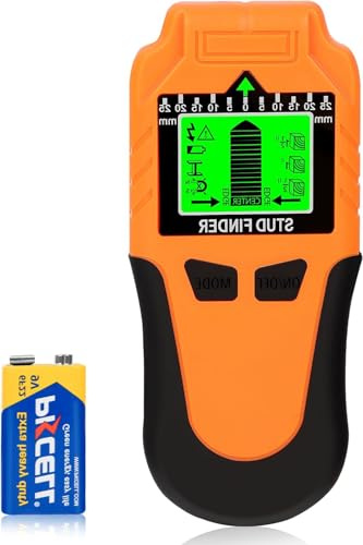 Leitungssuchgerät 6-in-1 Wandscanner Verbesserter Balkenfinder mit LCD-Display & Signalton, Präziser Wandsensor für Holz, Metall, Stromkabel und Rohre (Orange)