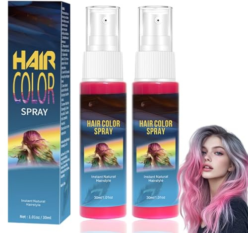 2 Stück Rosa Temporäre Haarsprühfarbe,Sofortiges Haarfärbemittel mit Hoher Pigmentdichte,Haarspray Farbe,Haarspray Rosa Auswaschbar,für Party Kostümfest Cosplay Halloween,Schnelle Färbung,Pink