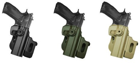 Hand Gun Polymer Retention Roto Holster Fits CZ 75/75B COMPACT/75B OMEGA (9mm/.40) with detachable magazine pouch. Black IMI RSR Defence Gun / Pistol Holster