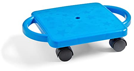 hand2mind Blue Indoor Scooter Board with Handles, Sit Down Floor Scooter, Gym Activities for Kids, Indoor Sport Recess Games, Physical Education Equipment, Gross Motor Toys