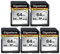 Gigastone SD-Karte V30, SDXC, 64 GB, High-Speed, 4K, Ultra HD, UHD, Video, kompatibel mit Canon, Nikon, Sony, Pentax, Kodak, Olympus, Panasonic, Digitalkamera, 5 Stück