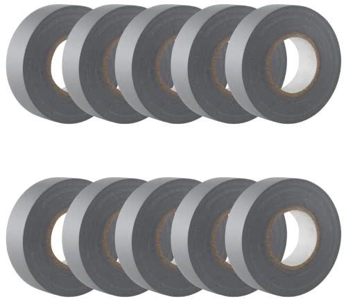 GTSE - Isolierband Grau - 19 mm x 20 m - strapazierfähiges, selbstklebendes Isolierband - zum Schutz, Bündeln und Reparieren von Kabeln - 10 Rollen