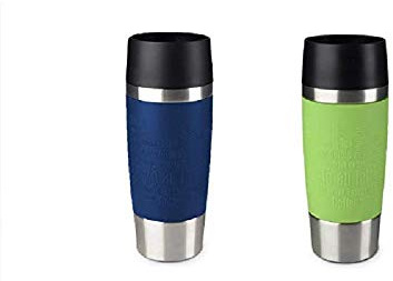Emsa Standard-Design Travel Mugs, blau/limette, 2 x 360ml