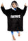 Fortnite Oversized Hoodie, Sudadera Manta con Capucha para Niños y Adolescentes +14 Poncho Manta Extra Largo Regalos para Gamers (Negro Print Niños)