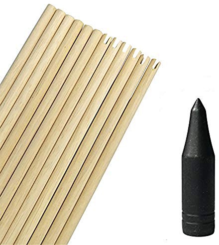 MILAEM Bogenschießen Pfeilschaft 80cm Holzpfeilschaft mit Pfeilspitzen 8mm Holzpfeil schäfte für DIY Jagdpfeile Bogenpfeile (Type 2)
