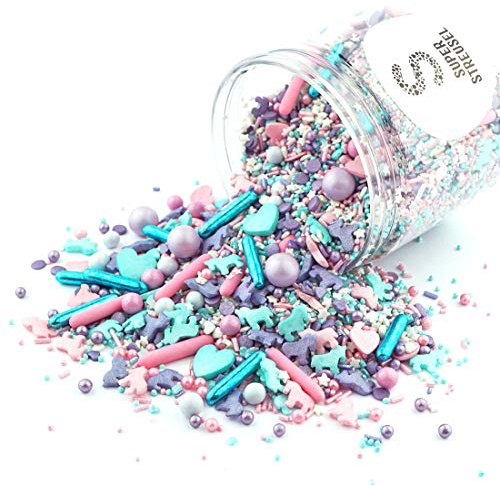 Super Streusel EinhornParty - Einhorn Streusel Kindergeburtstag (90g) | Einhorn Tortendeko für Mädchen, essbare Streuseldeko für Kuchen, Muffins, Cupcakes & Mottoparty