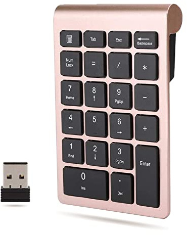 Yoidesu 22 Keys Number Pads, Numeric Keypad Portable 2.4 GHz Number Keyboard Financial Accounting Number Keyboard for Laptop, PC, Desktop, pro, Notebook, etc.(Rose Gold)