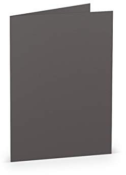 PAPERADO 250 Faltkarten DIN A6 - Schiefer gerippt Dunkel-Grau - 10,5 x 14,8 cm - 220 g/m² - Doppelkarte Klappkarte Einladungskarte