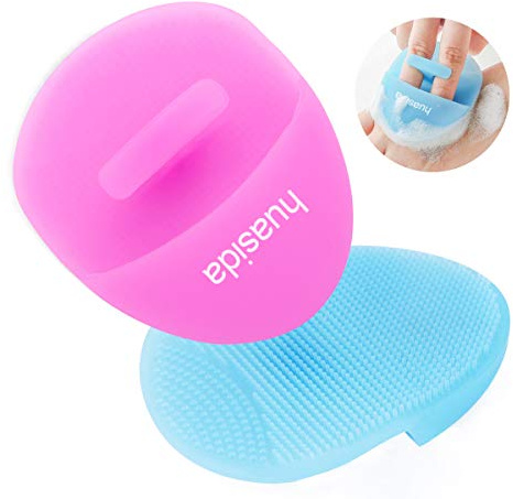 huasida Gesichtsreinigungsbürste Weicher Silikon-Gesichtswäscher für die Porenreinigung Peeling-Massage (2 Stück-Rosa + Blau)