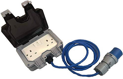 2G 2 Gang IP66 Weatherproof Outdoor Extension Lead Waterproof Double Socket 16A Blue Caravan Camper Van Motor Home Hook Up Extension All Lengths (10M)