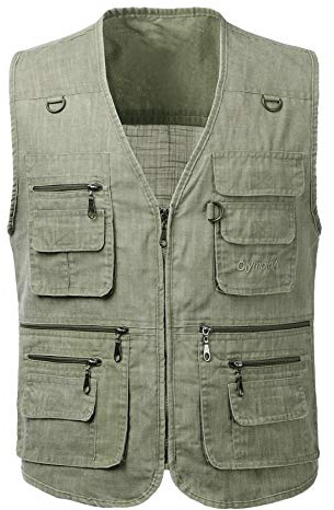KTWOLEN Herren Outdoor Weste Anglerweste Jagdweste Fotografie Funktionsweste Ärmellos Weste Angelwesten mit Taschen, Grün, XXL