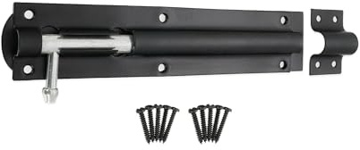 Garden Gate Shed Door Straight/Necked Tower Barrel Bolt Catch Black 4 6 8 (Straight Tower Bolt, 230mm 8 Inch)