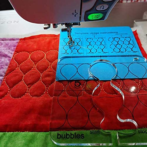 NC Free Motion Quilting Lineal Vorlage Set für Haushaltsnähmaschine (Bubble Border Template) - Quilting Template - Acryl - 3 mm - Klassisch - Einzelmaterial